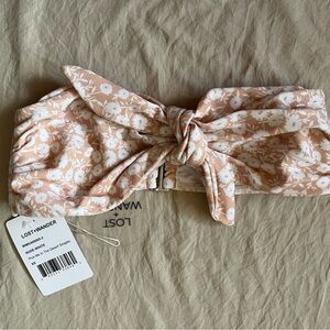 Lost + Wander Nude and White strapless Bikini Top size XS NWT
